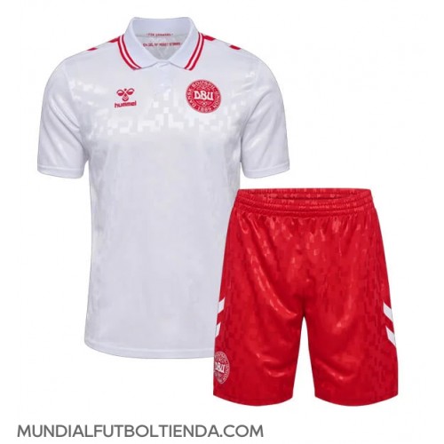 Camiseta Dinamarca Segunda Equipación Replica Eurocopa 2024 para niños mangas cortas (+ Pantalones cortos)